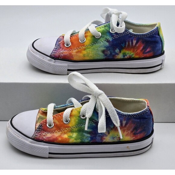Converse All Star Youth 9 Rainbow Tie Dye Canvas Sneakers Multicolor Shoes Kids - Picture 2 of 12